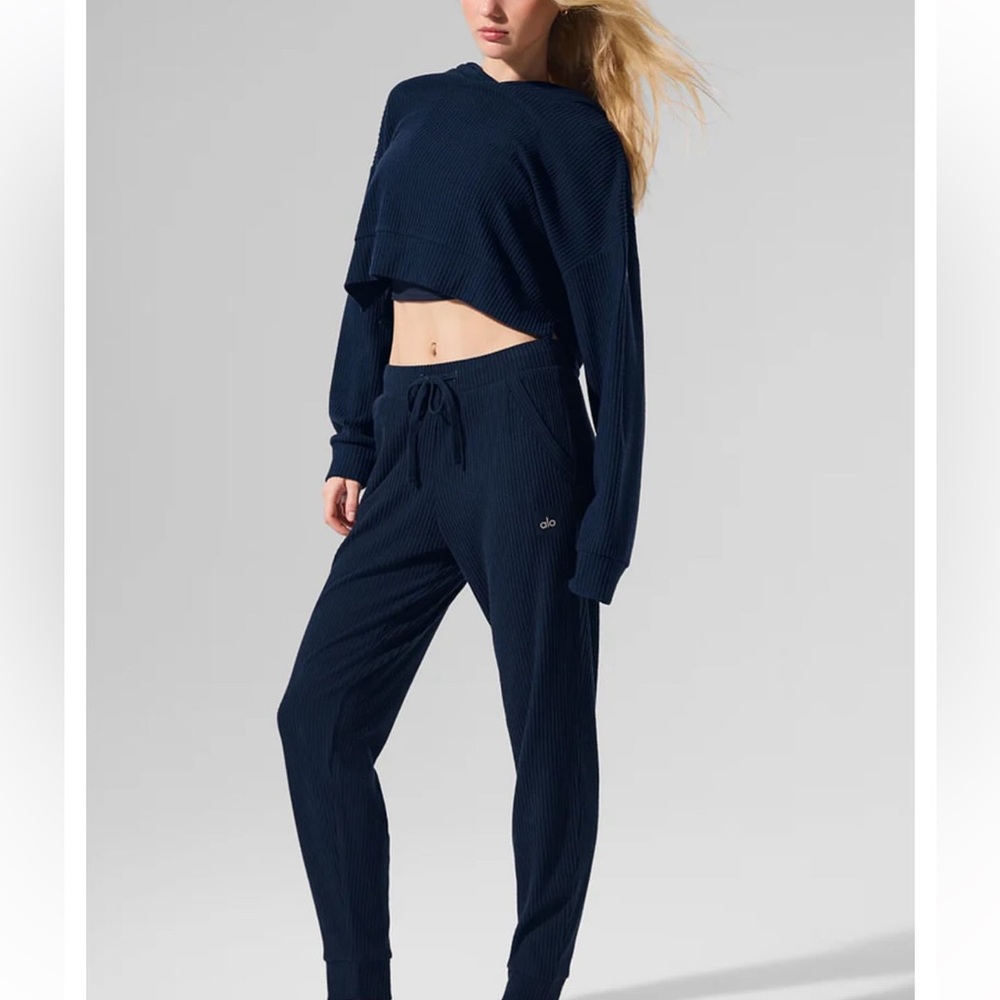 Navy Ribbed Alo Set